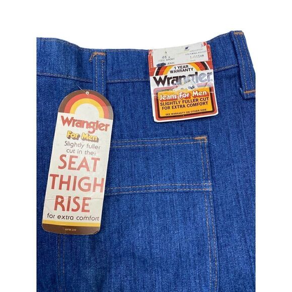 Vtg 1970's Wrangler Blue Jean Regular Fit Dead Stock Straight Boot 48x30 1J115MW - Picture 13 of 14